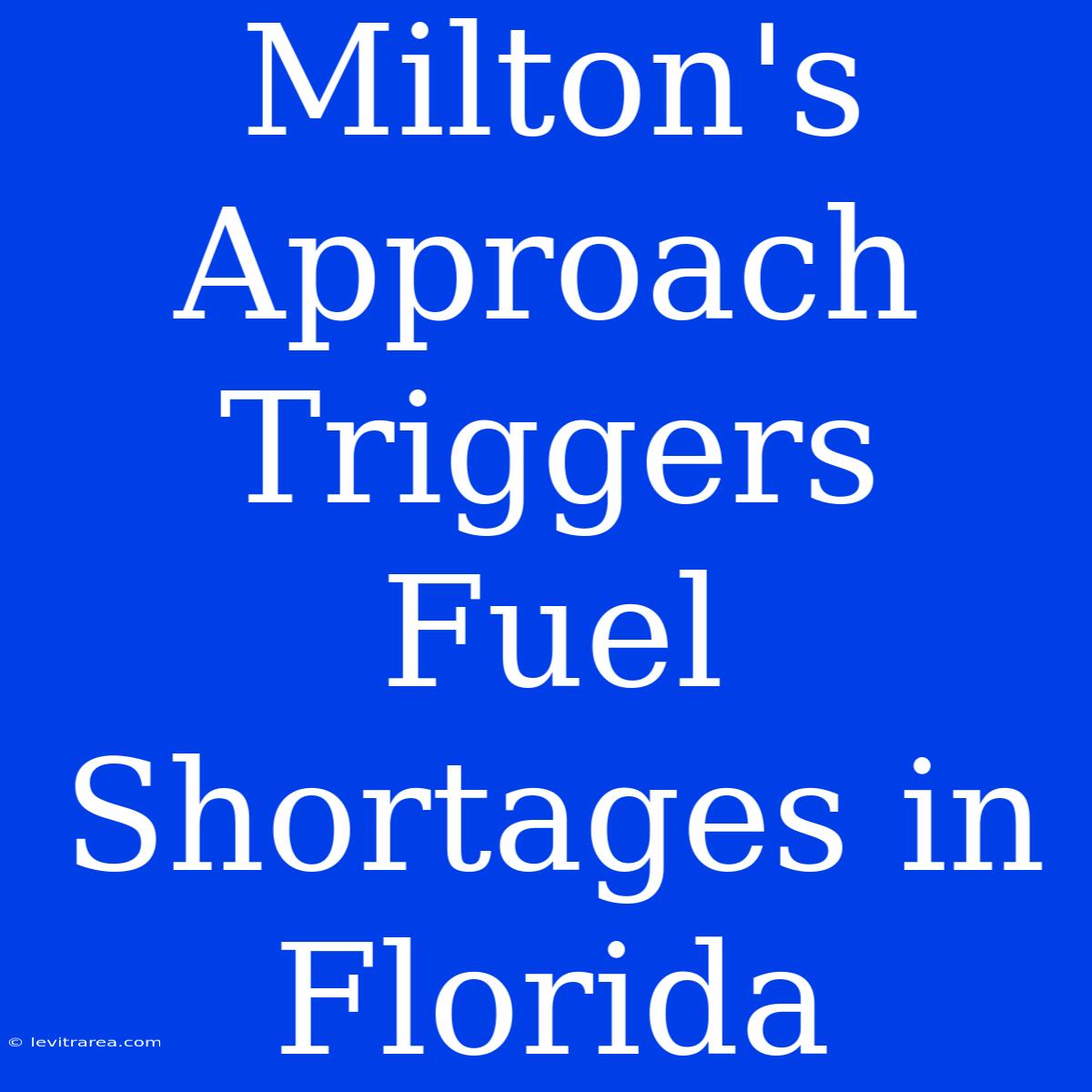 Milton's Approach Triggers Fuel Shortages In Florida