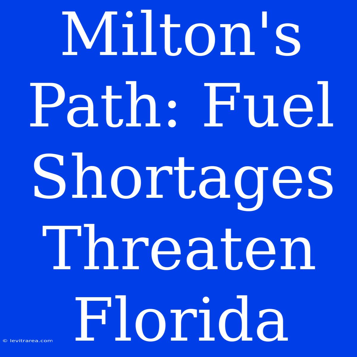 Milton's Path: Fuel Shortages Threaten Florida