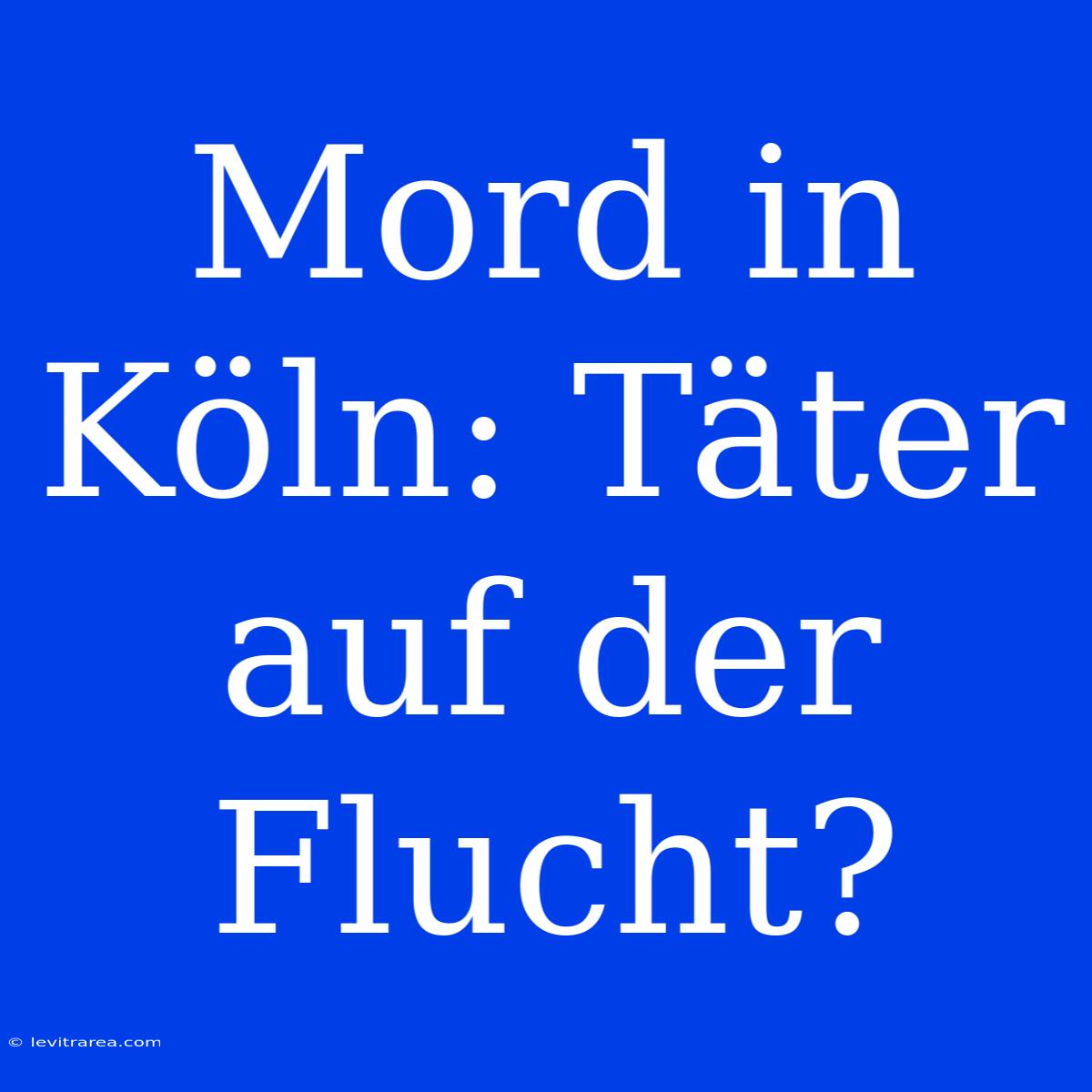 Mord In Köln: Täter Auf Der Flucht?