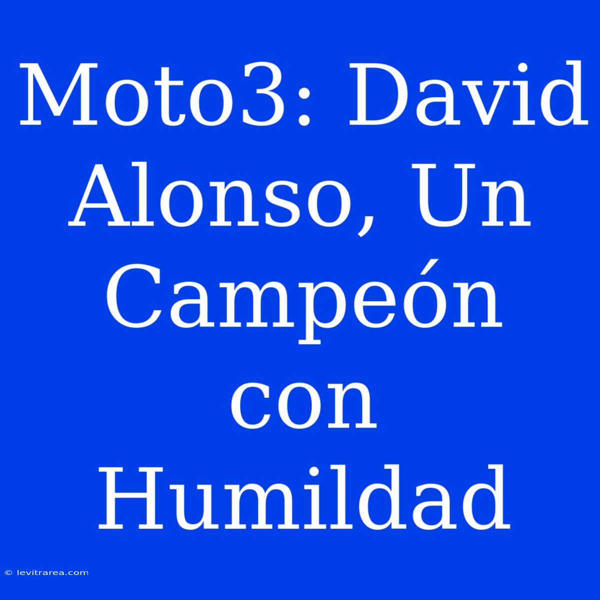 Moto3: David Alonso, Un Campeón Con Humildad