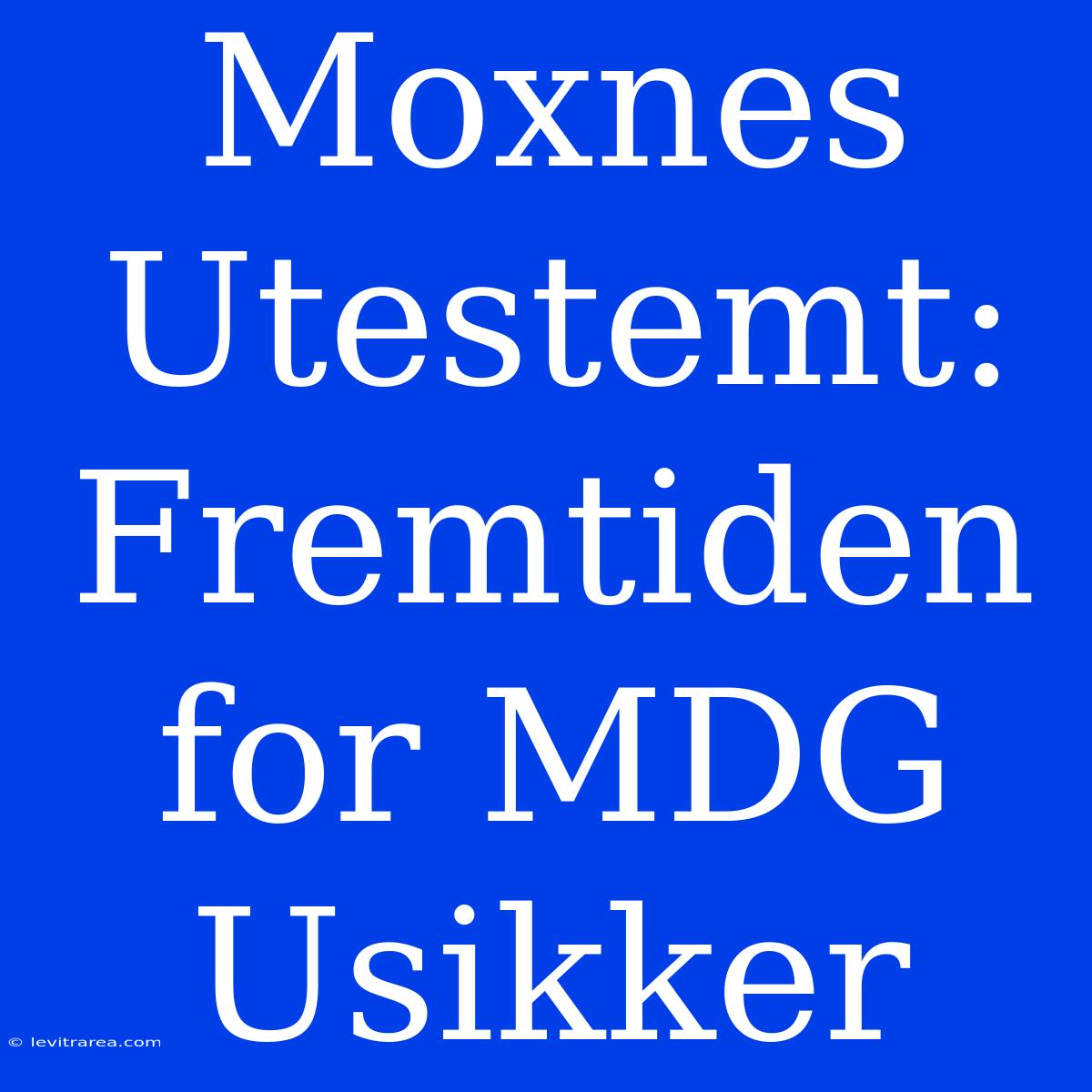 Moxnes Utestemt: Fremtiden For MDG Usikker