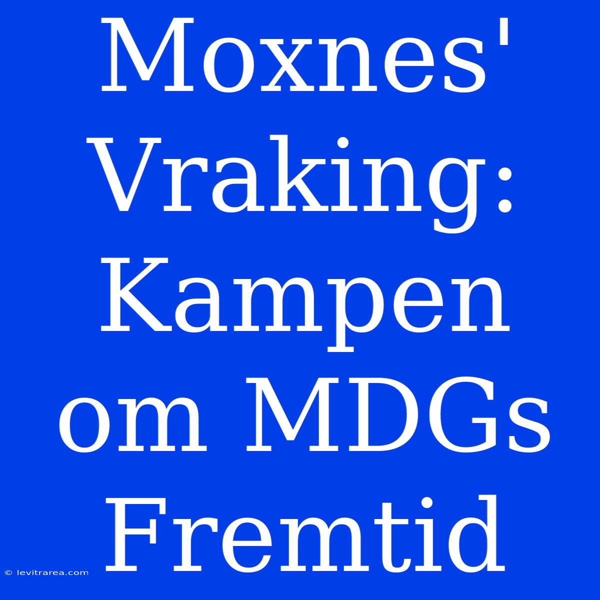 Moxnes' Vraking: Kampen Om MDGs Fremtid