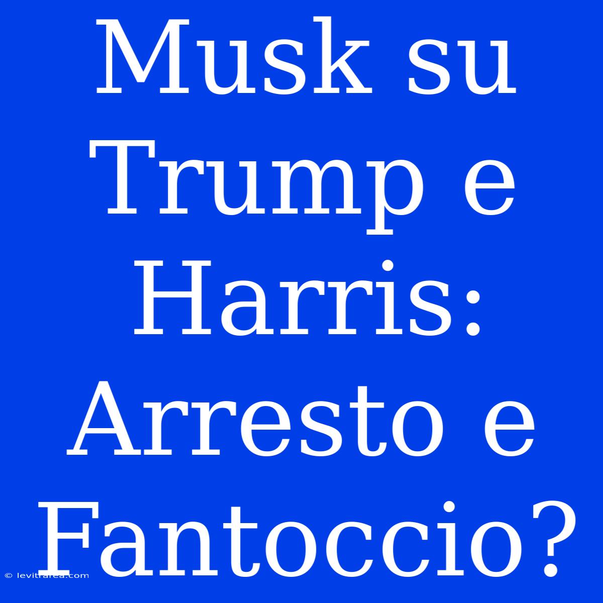 Musk Su Trump E Harris: Arresto E Fantoccio?