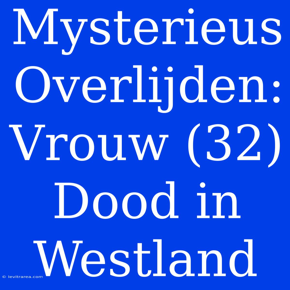 Mysterieus Overlijden: Vrouw (32) Dood In Westland