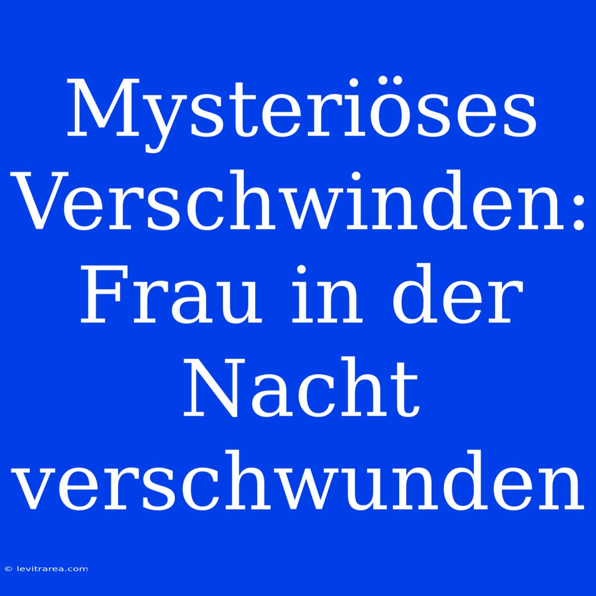 Mysteriöses Verschwinden: Frau In Der Nacht Verschwunden