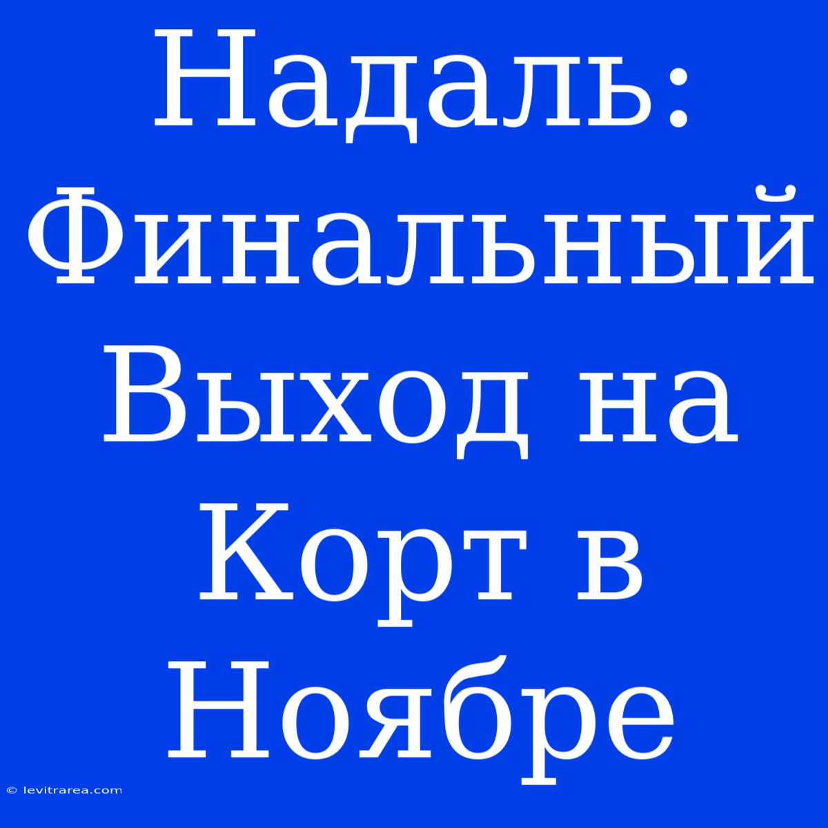 Надаль: Финальный Выход На Корт В Ноябре 