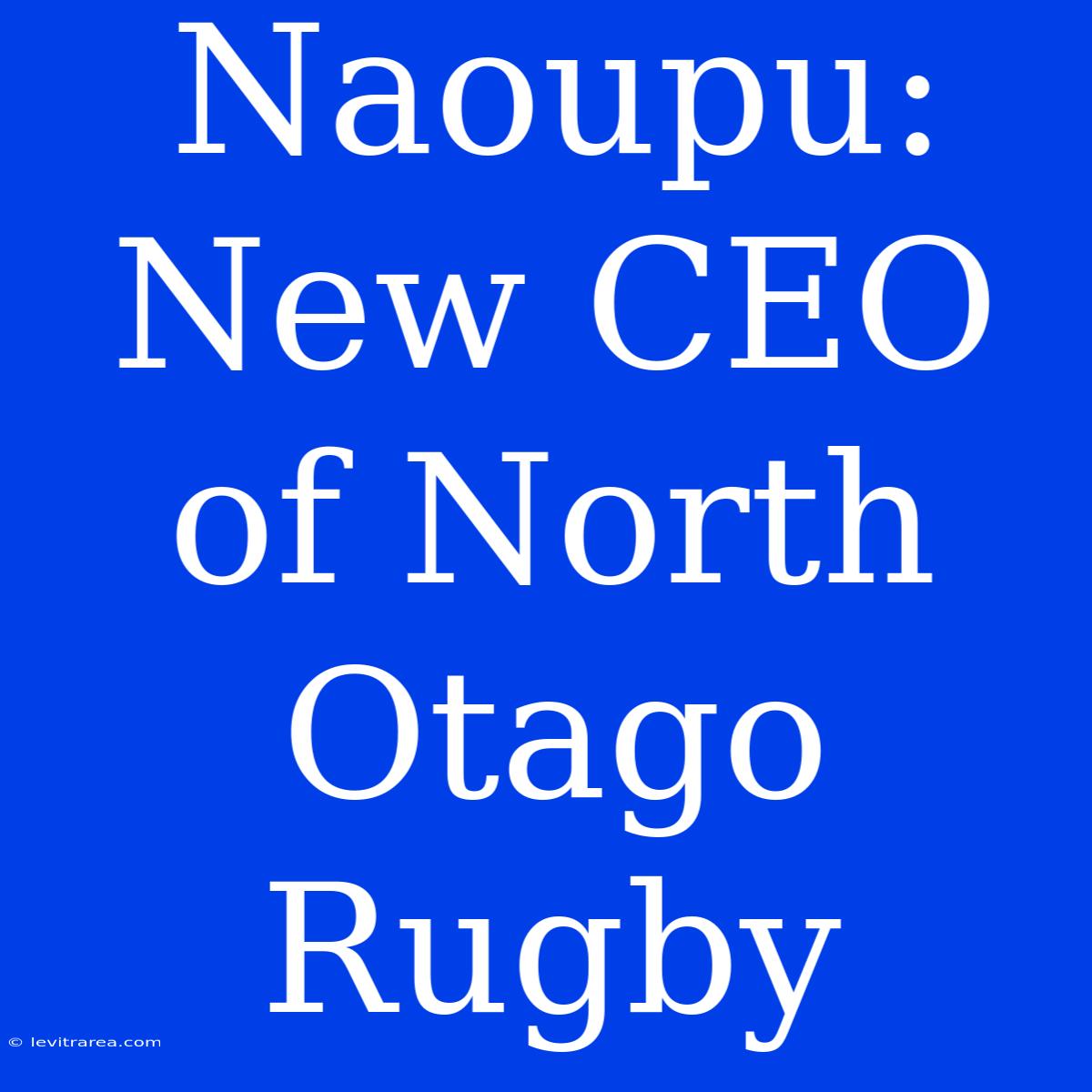 Naoupu: New CEO Of North Otago Rugby