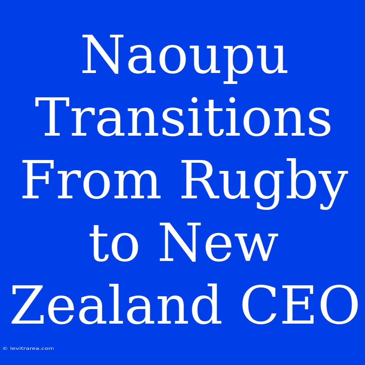 Naoupu Transitions From Rugby To New Zealand CEO