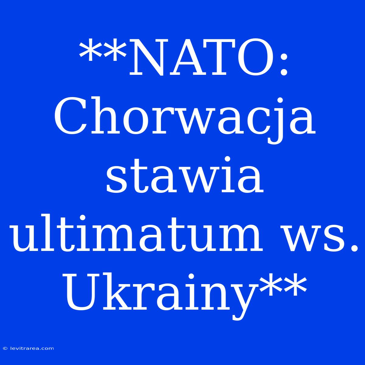 **NATO: Chorwacja Stawia Ultimatum Ws. Ukrainy**