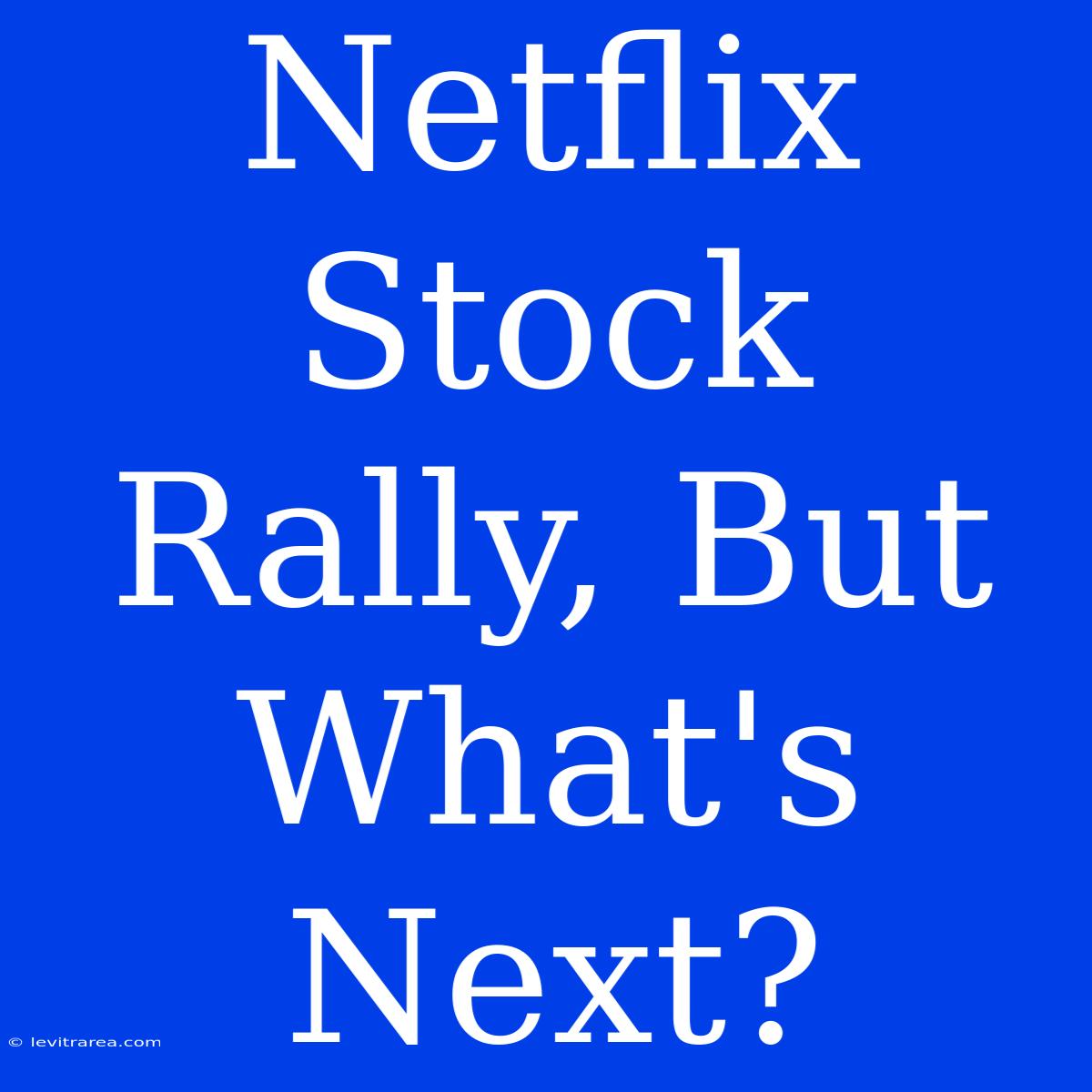 Netflix Stock Rally, But What's Next?