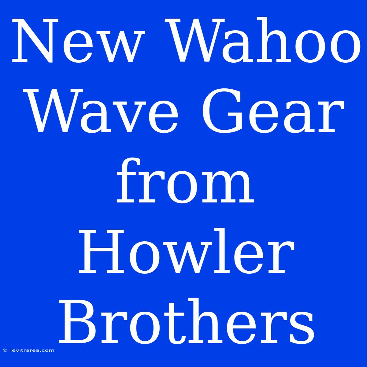 New Wahoo Wave Gear From Howler Brothers