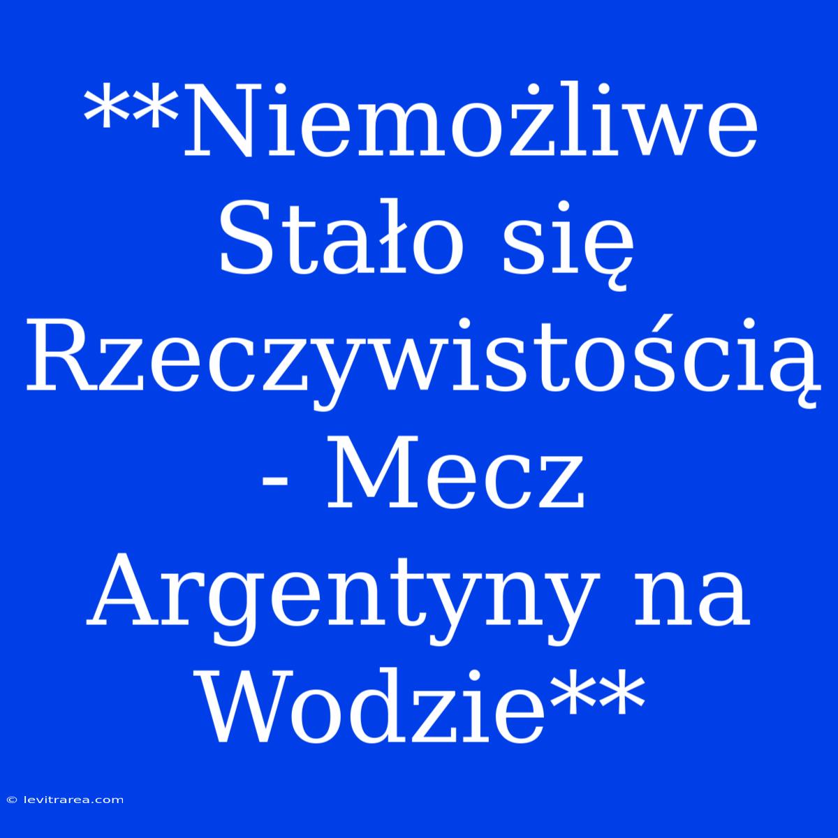 **Niemożliwe Stało Się Rzeczywistością - Mecz Argentyny Na Wodzie**