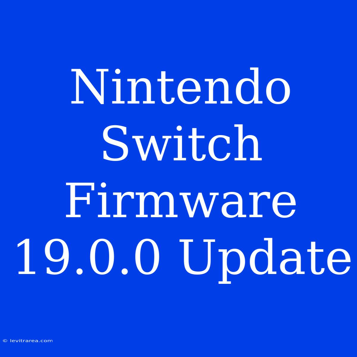 Nintendo Switch Firmware 19.0.0 Update