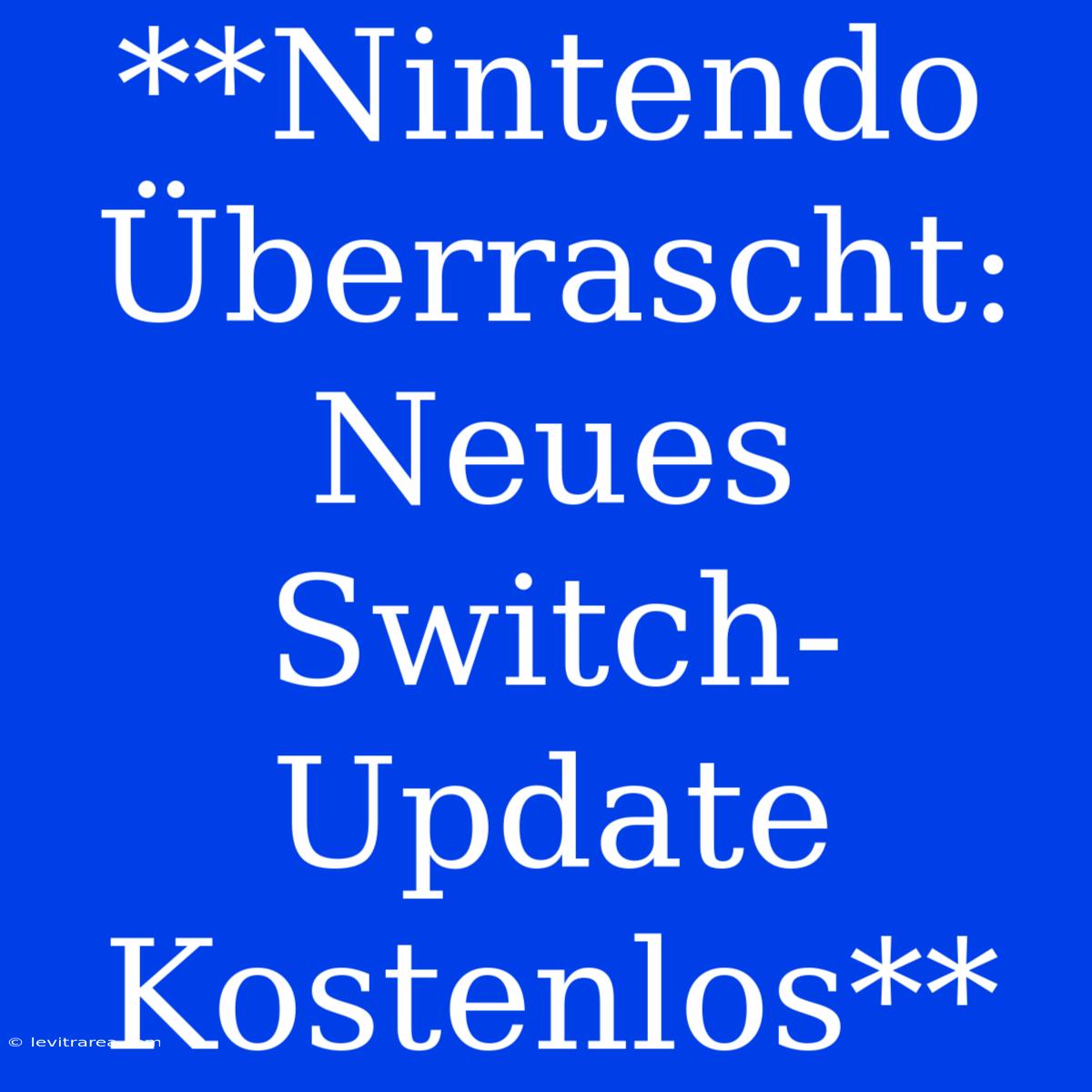 **Nintendo Überrascht: Neues Switch-Update Kostenlos**