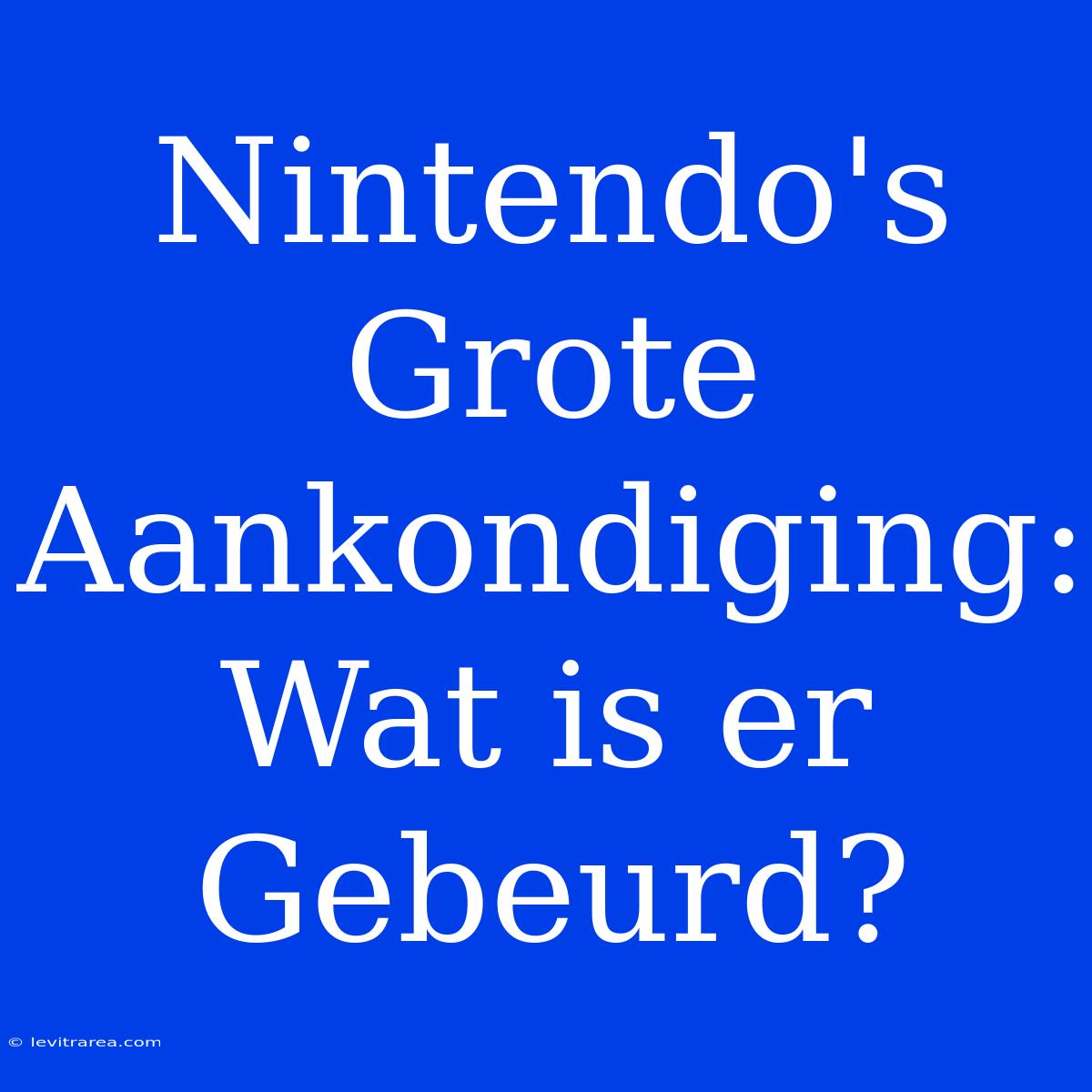 Nintendo's Grote Aankondiging: Wat Is Er Gebeurd?