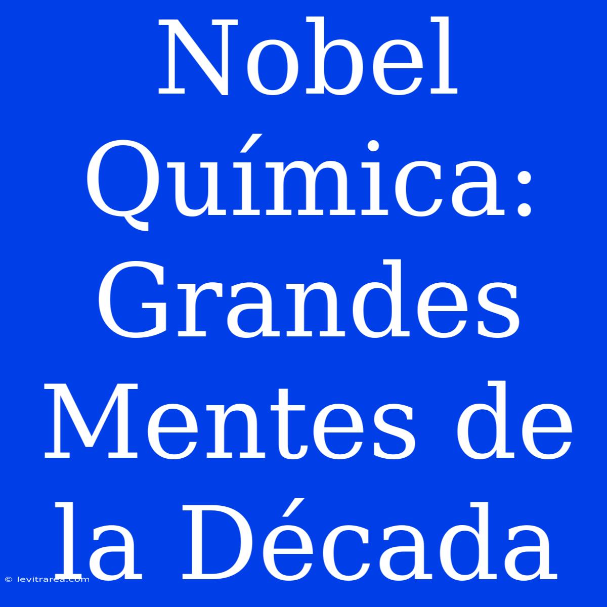 Nobel Química: Grandes Mentes De La Década