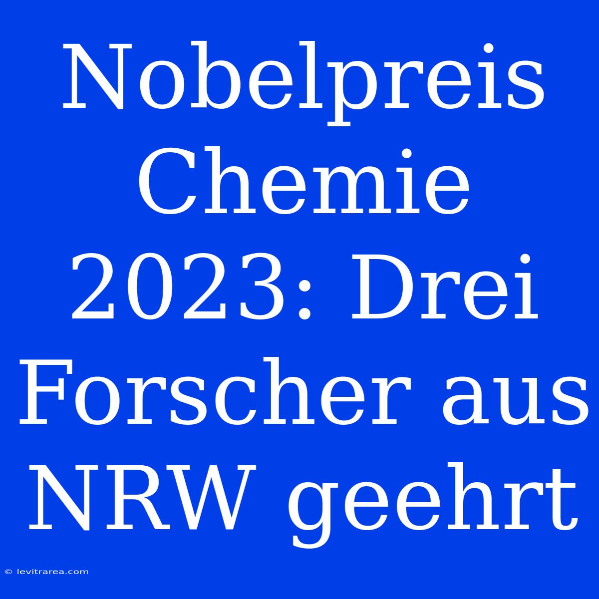 Nobelpreis Chemie 2023: Drei Forscher Aus NRW Geehrt