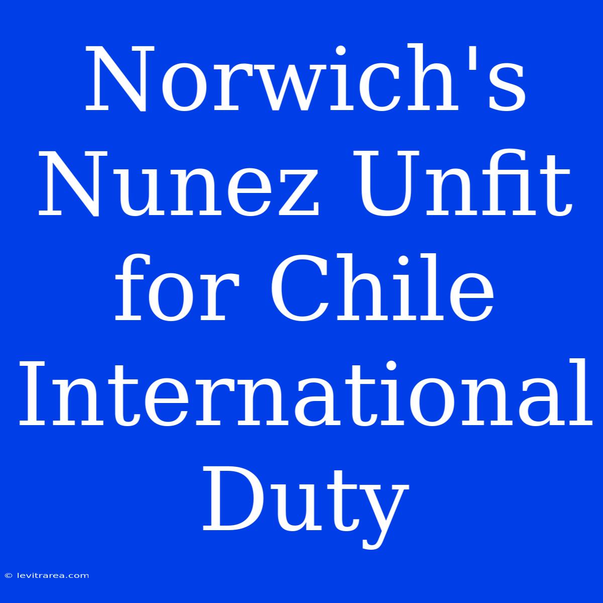 Norwich's Nunez Unfit For Chile International Duty 