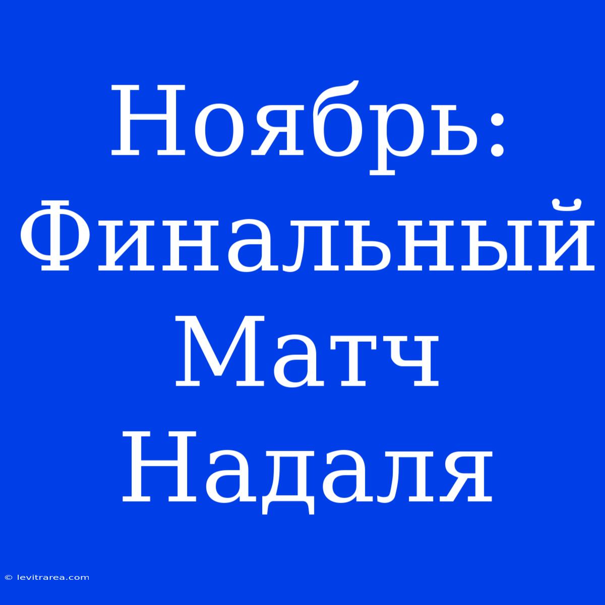 Ноябрь: Финальный Матч Надаля 