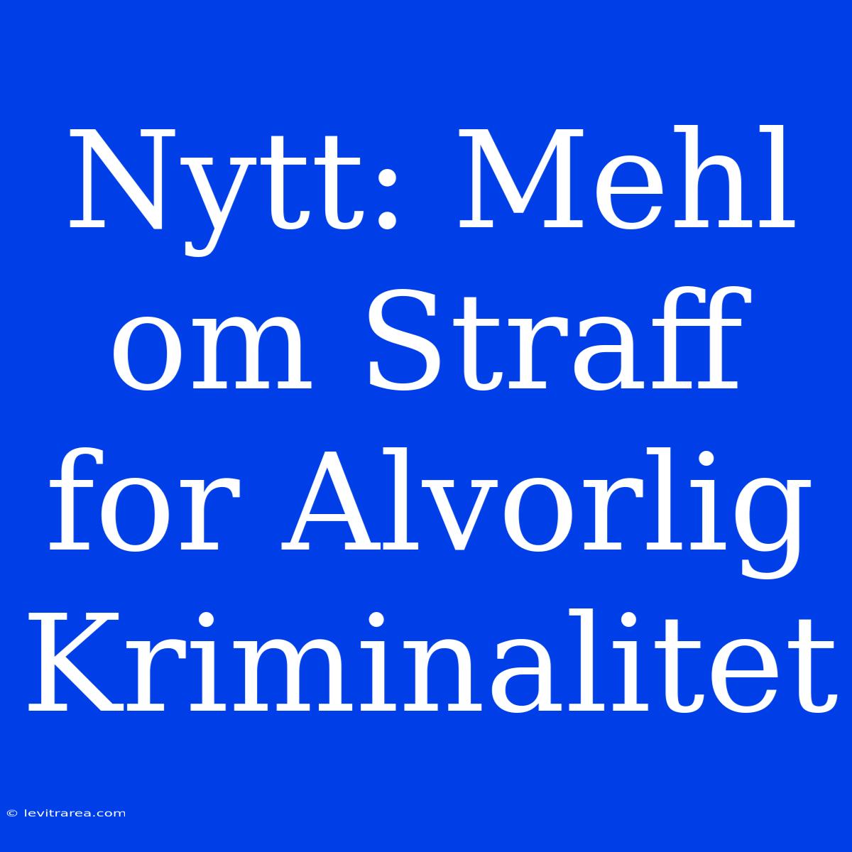 Nytt: Mehl Om Straff For Alvorlig Kriminalitet