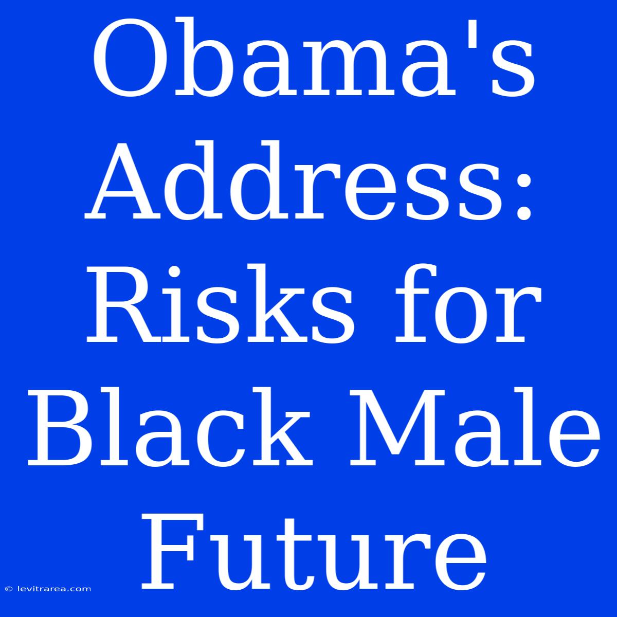 Obama's Address: Risks For Black Male Future 