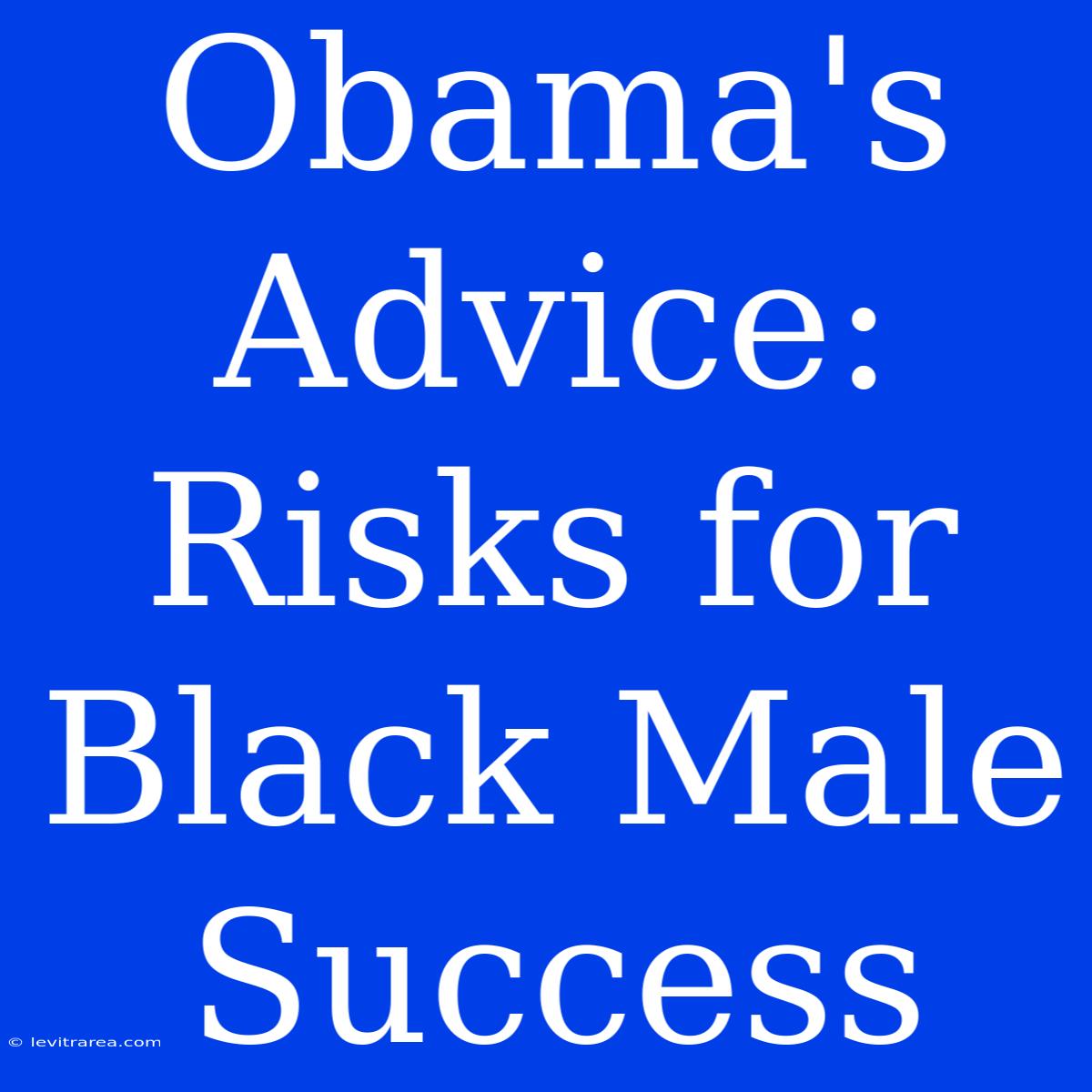 Obama's Advice: Risks For Black Male Success