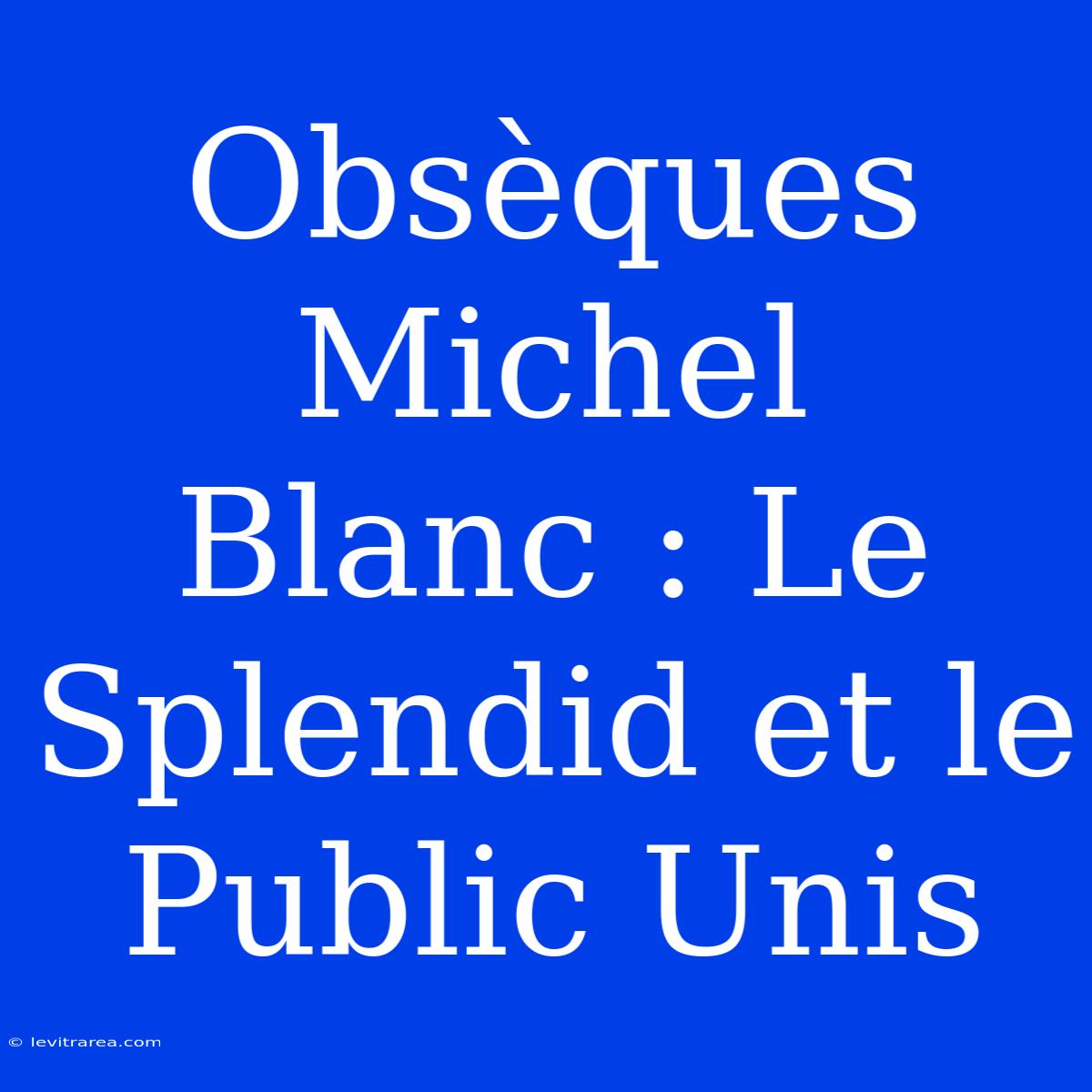 Obsèques Michel Blanc : Le Splendid Et Le Public Unis