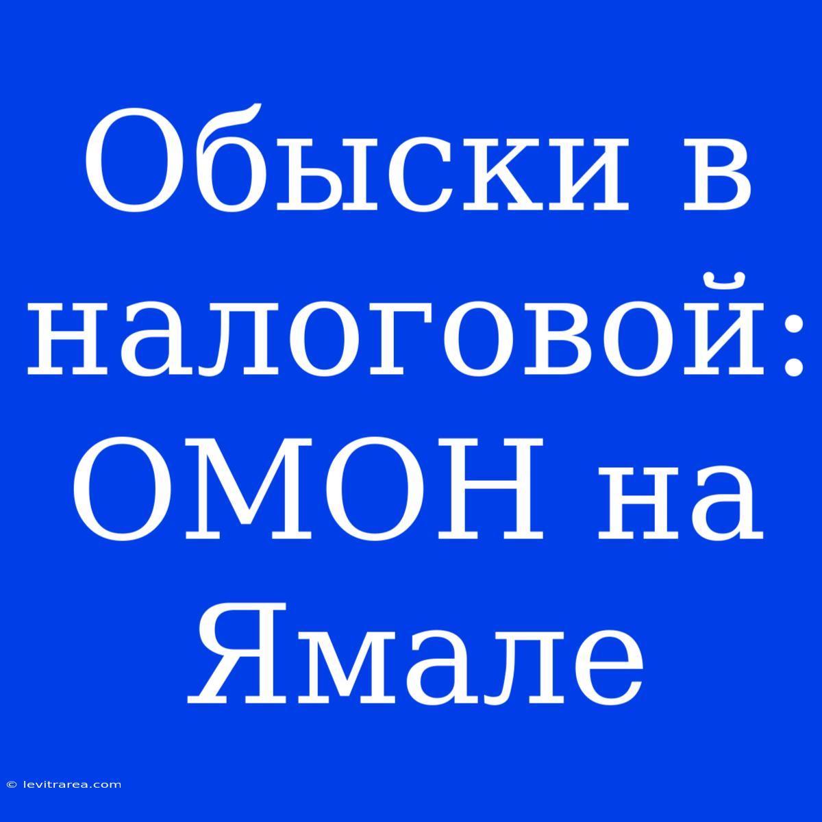 Обыски В Налоговой: ОМОН На Ямале