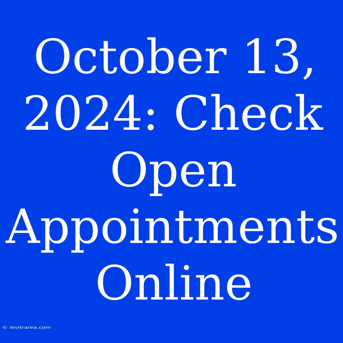 October 13, 2024: Check Open Appointments Online