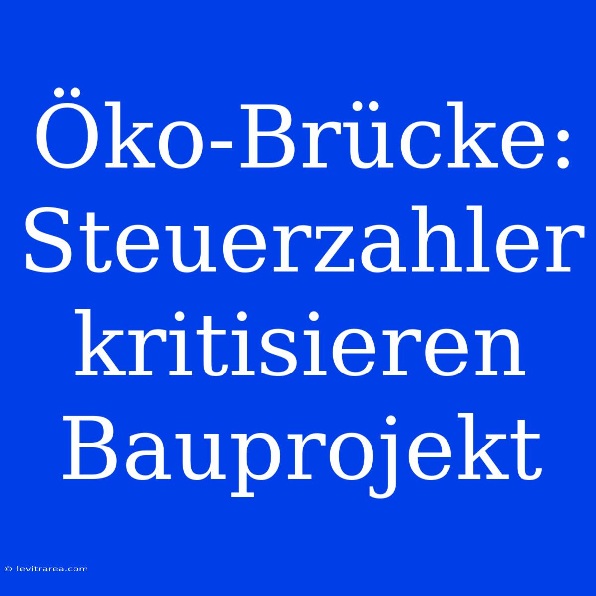 Öko-Brücke: Steuerzahler Kritisieren Bauprojekt