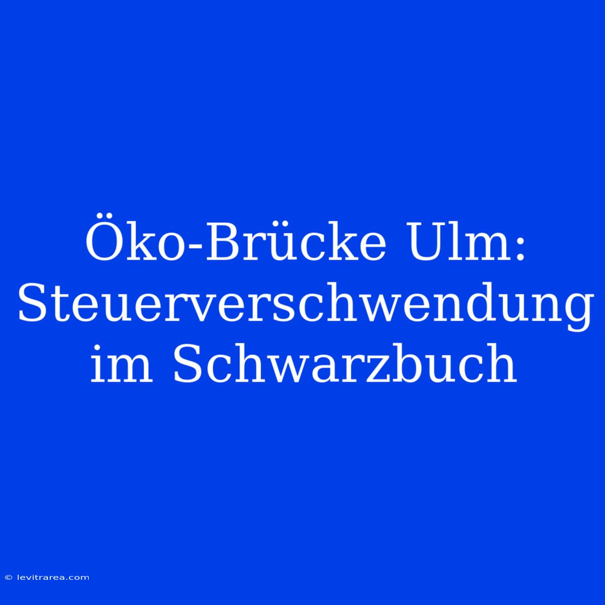 Öko-Brücke Ulm: Steuerverschwendung Im Schwarzbuch