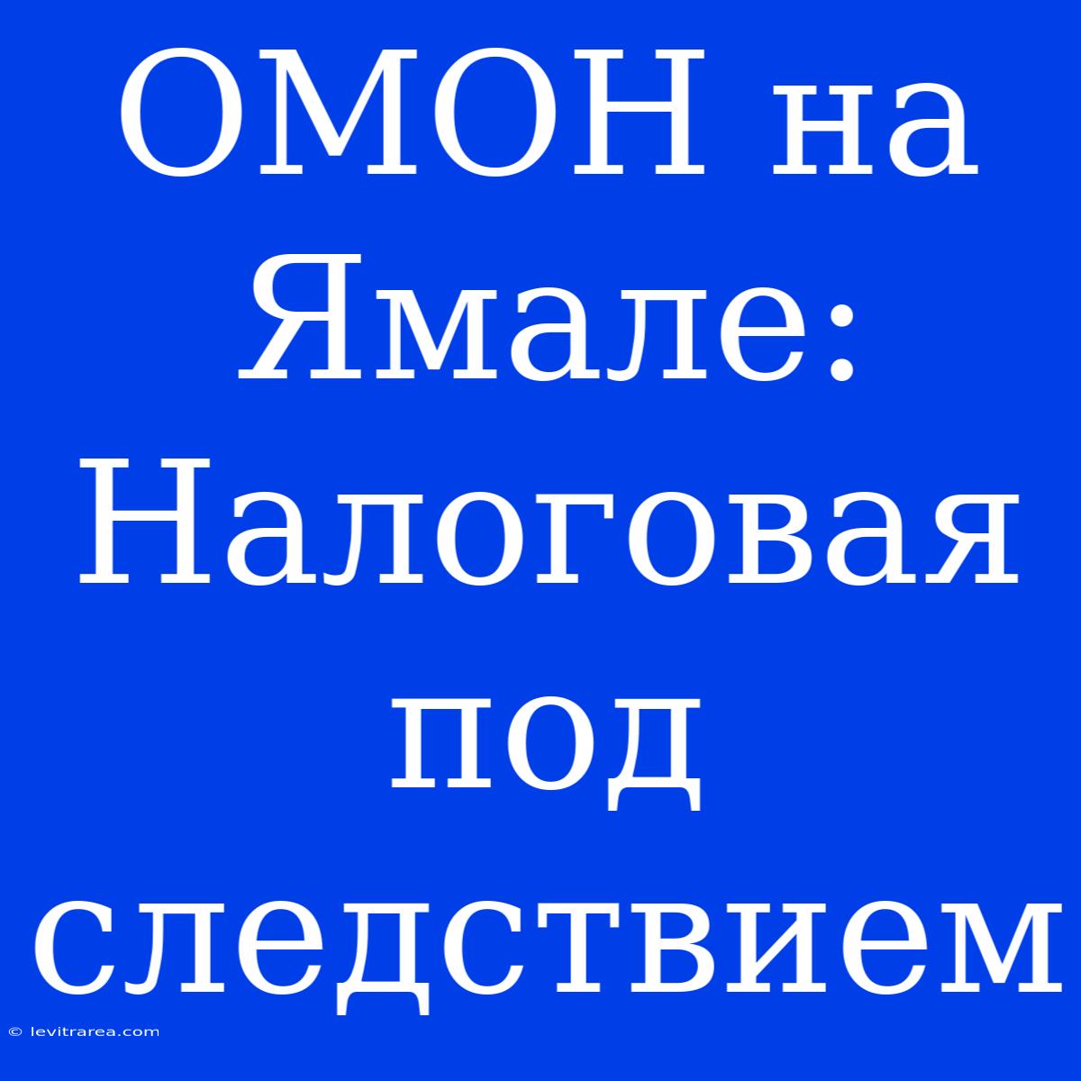 ОМОН На Ямале: Налоговая Под Следствием