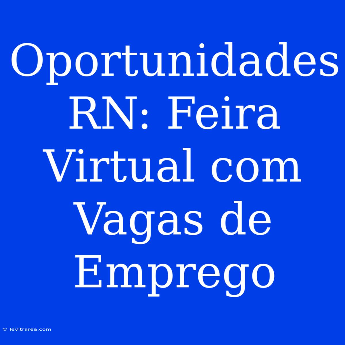 Oportunidades RN: Feira Virtual Com Vagas De Emprego