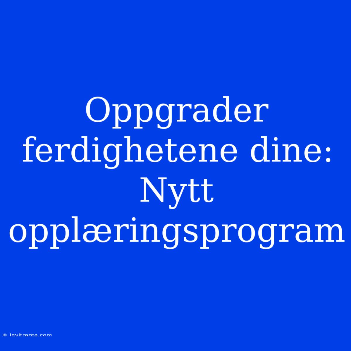 Oppgrader Ferdighetene Dine: Nytt Opplæringsprogram