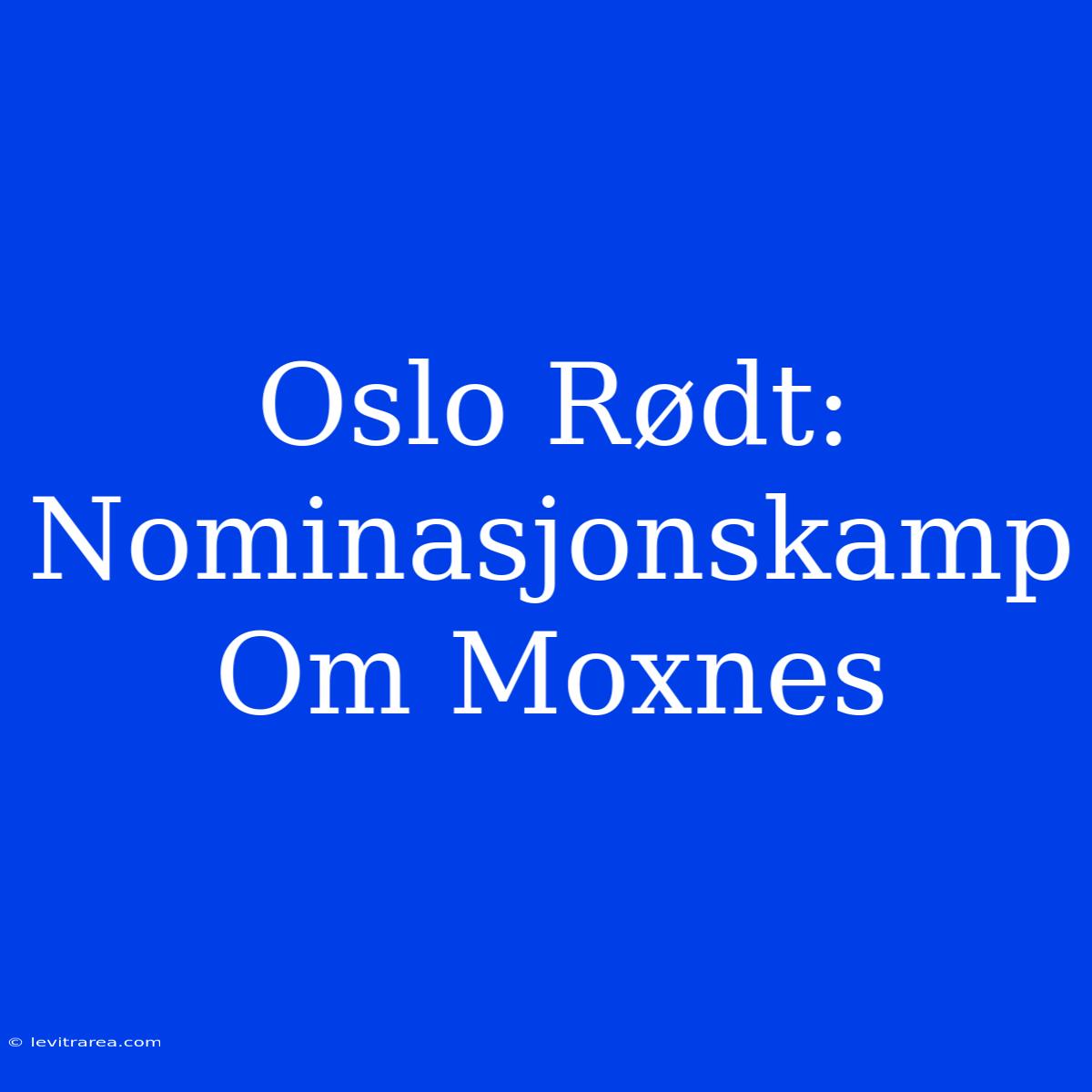 Oslo Rødt: Nominasjonskamp Om Moxnes