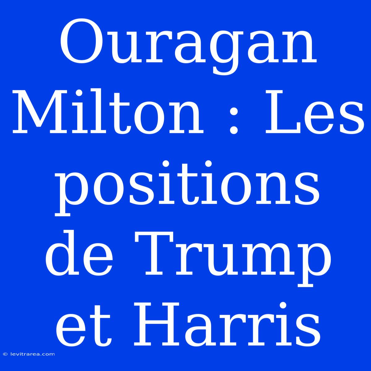 Ouragan Milton : Les Positions De Trump Et Harris