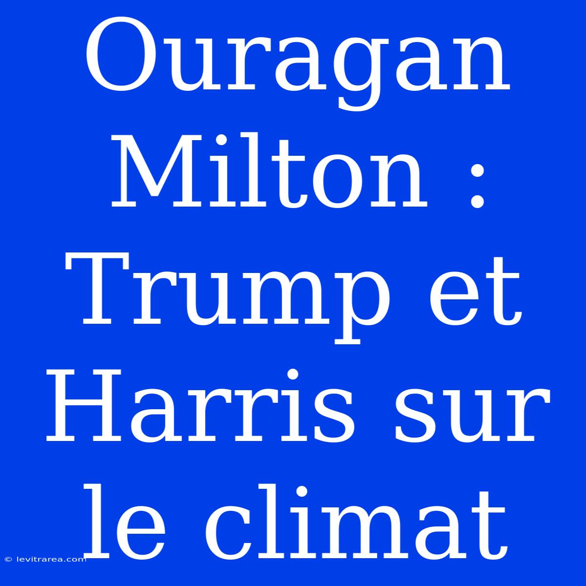 Ouragan Milton : Trump Et Harris Sur Le Climat