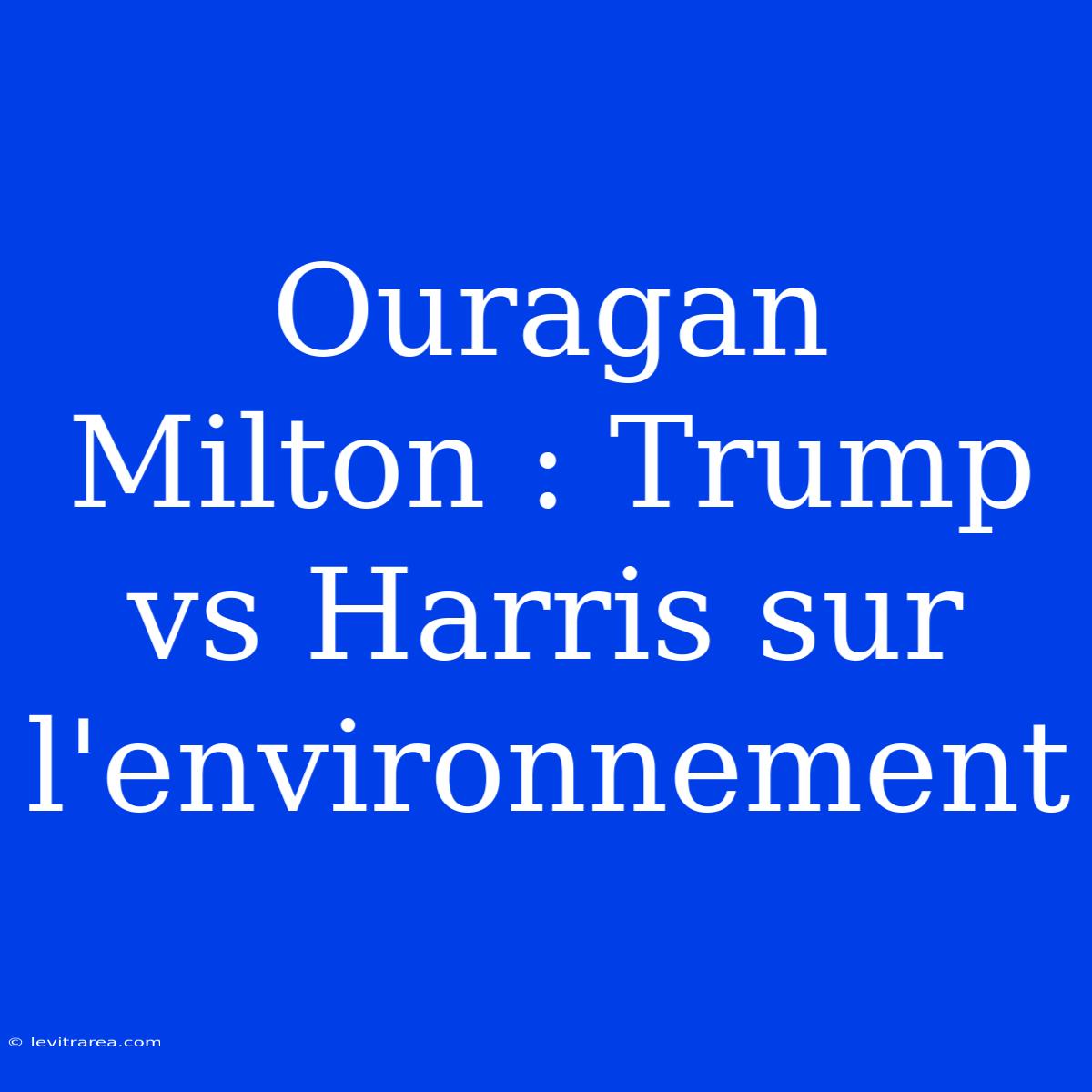 Ouragan Milton : Trump Vs Harris Sur L'environnement