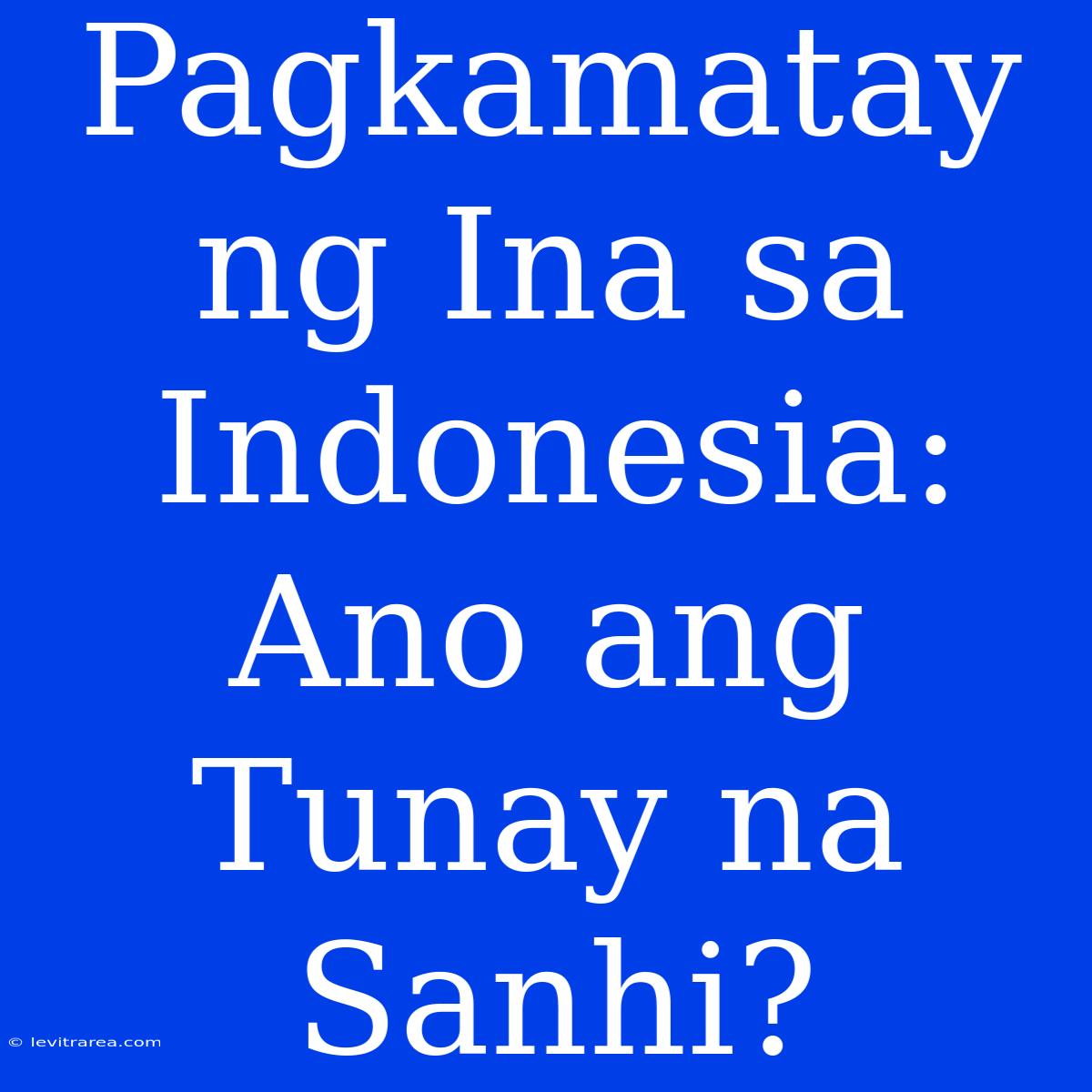 Pagkamatay Ng Ina Sa Indonesia: Ano Ang Tunay Na Sanhi?