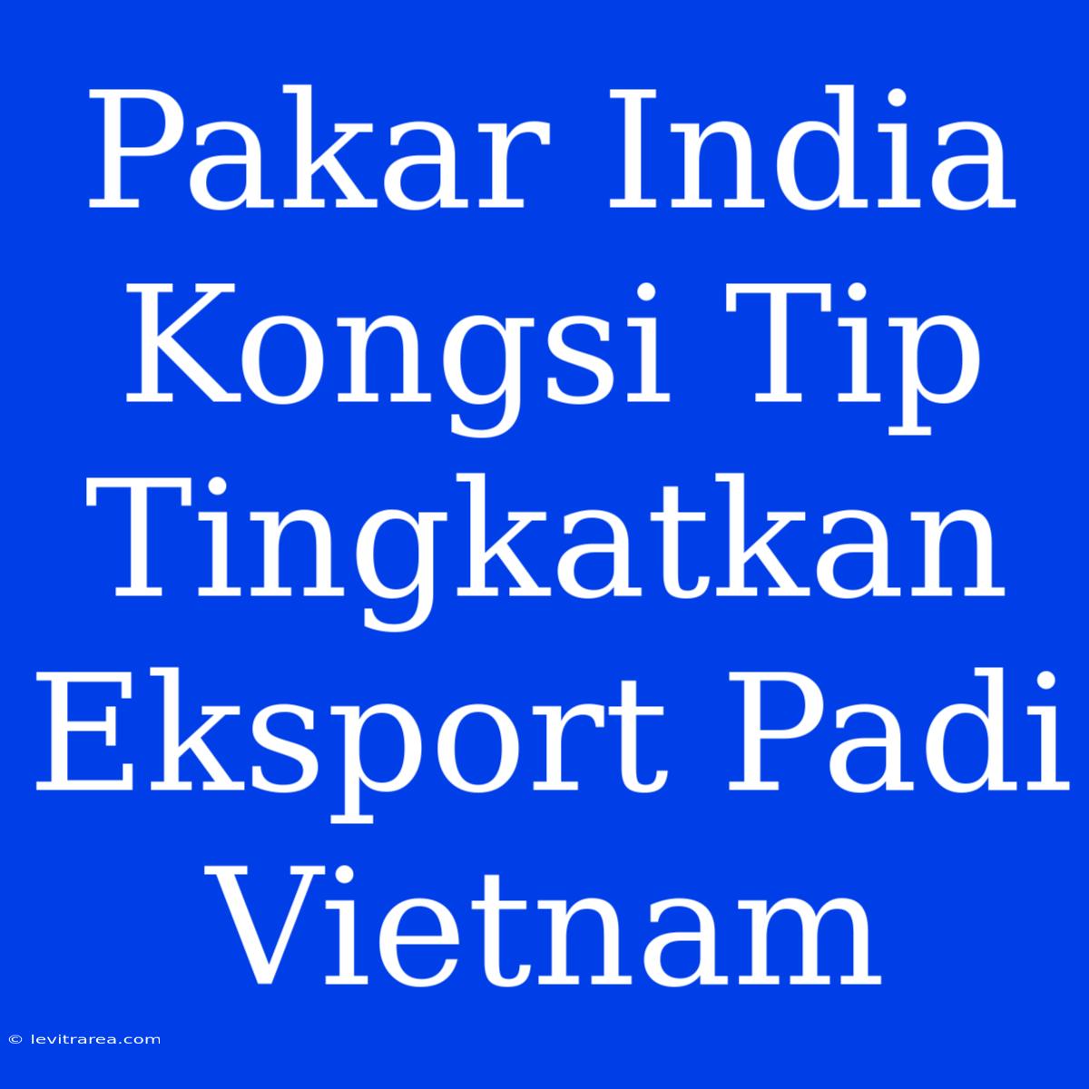 Pakar India Kongsi Tip Tingkatkan Eksport Padi Vietnam