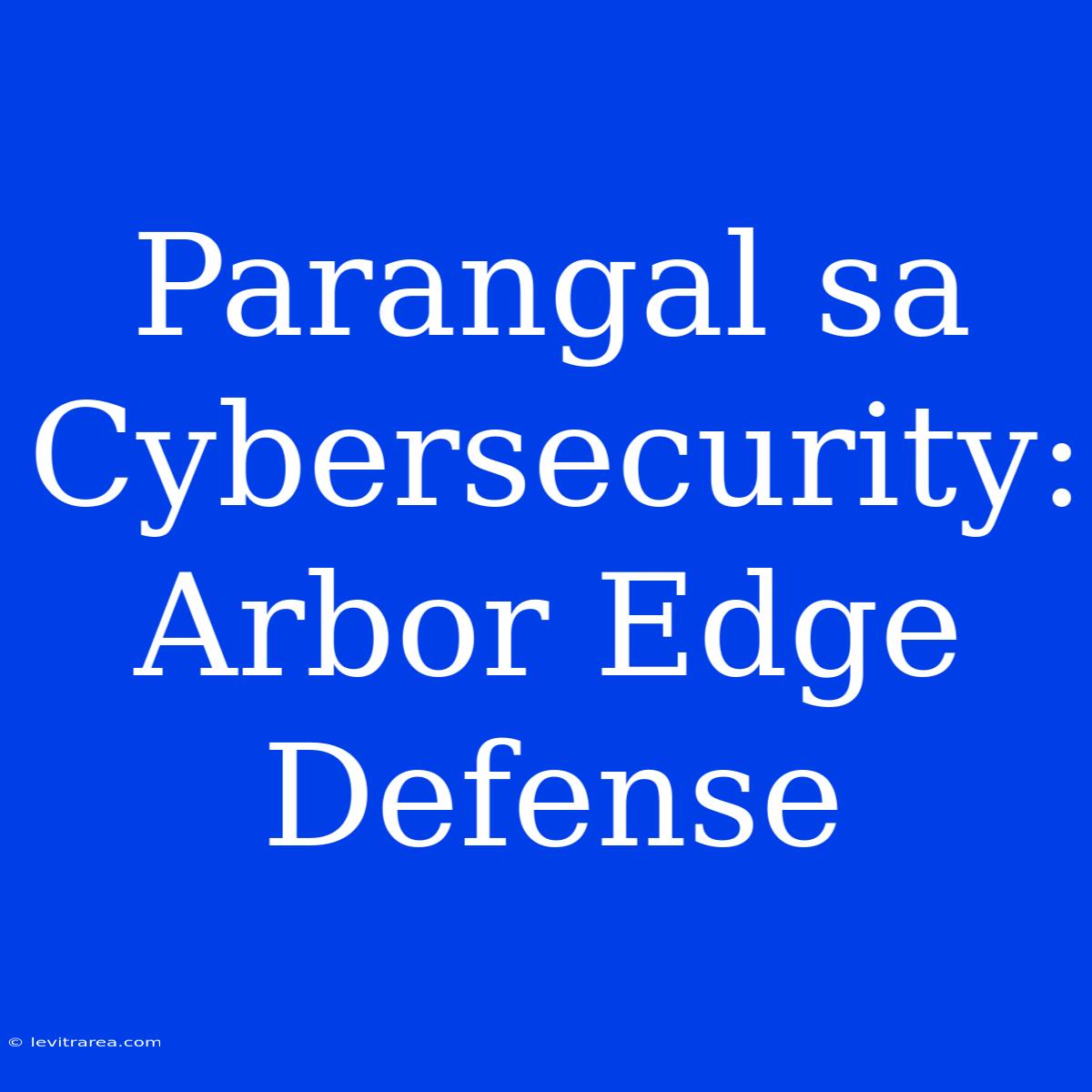 Parangal Sa Cybersecurity: Arbor Edge Defense