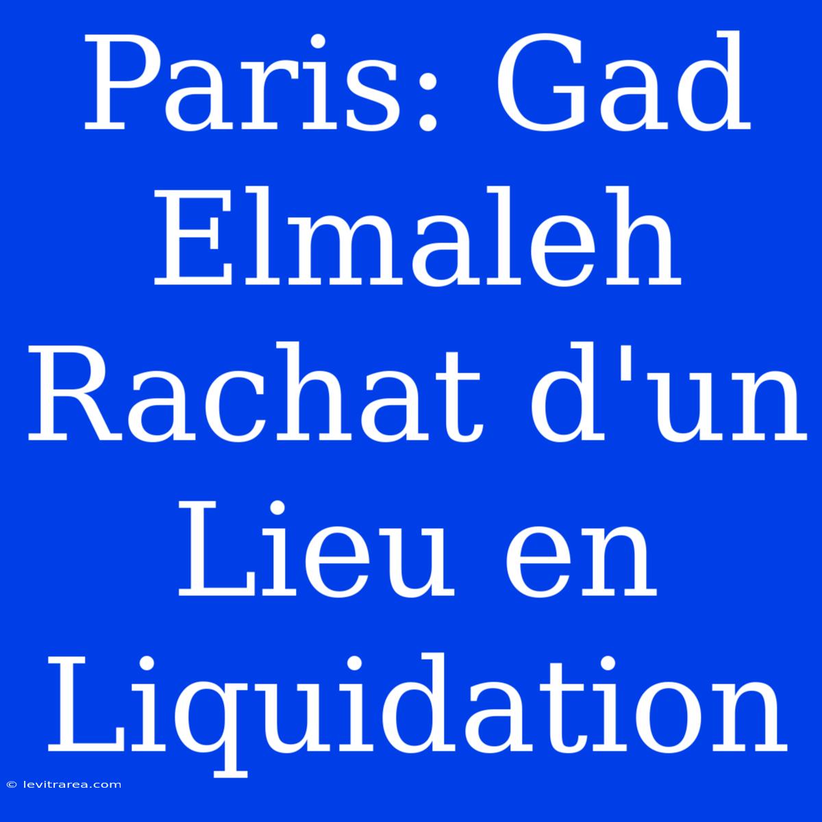 Paris: Gad Elmaleh Rachat D'un Lieu En Liquidation