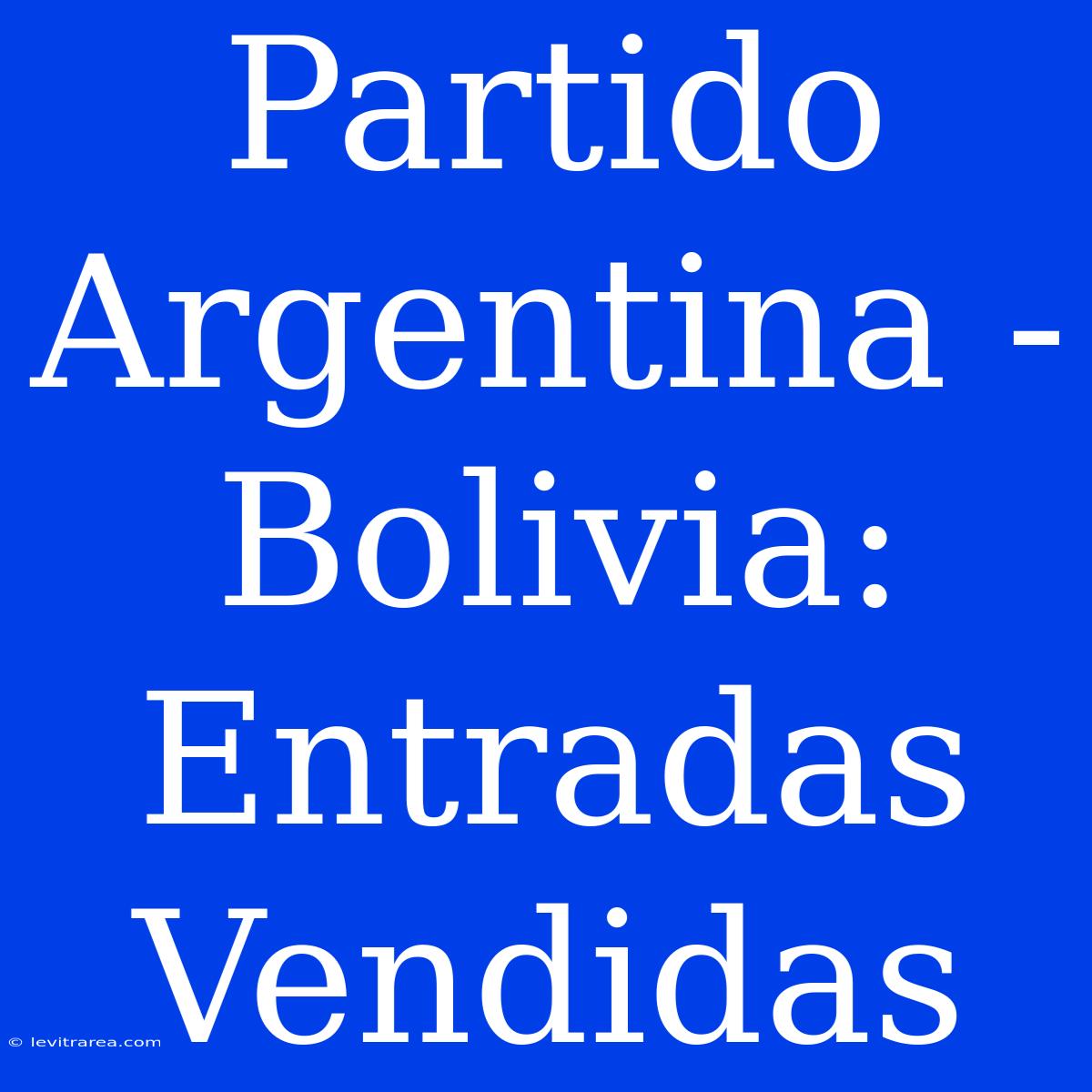 Partido Argentina - Bolivia: Entradas Vendidas