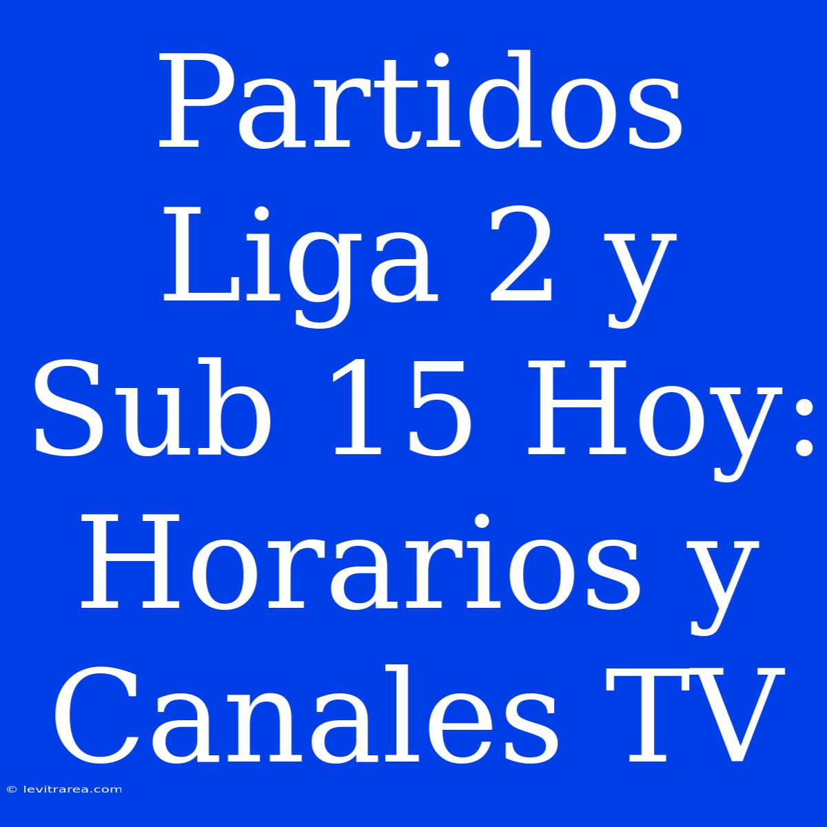 Partidos Liga 2 Y Sub 15 Hoy: Horarios Y Canales TV