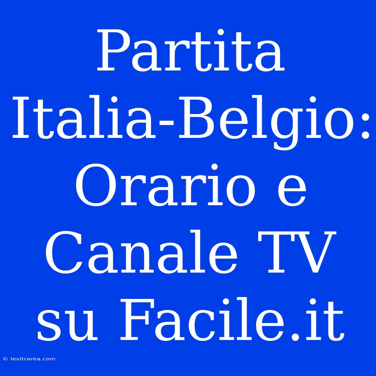 Partita Italia-Belgio: Orario E Canale TV Su Facile.it