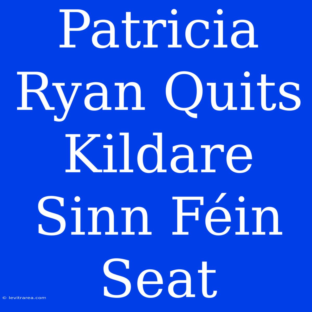 Patricia Ryan Quits Kildare Sinn Féin Seat