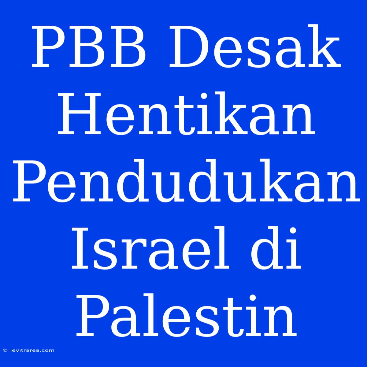 PBB Desak Hentikan Pendudukan Israel Di Palestin