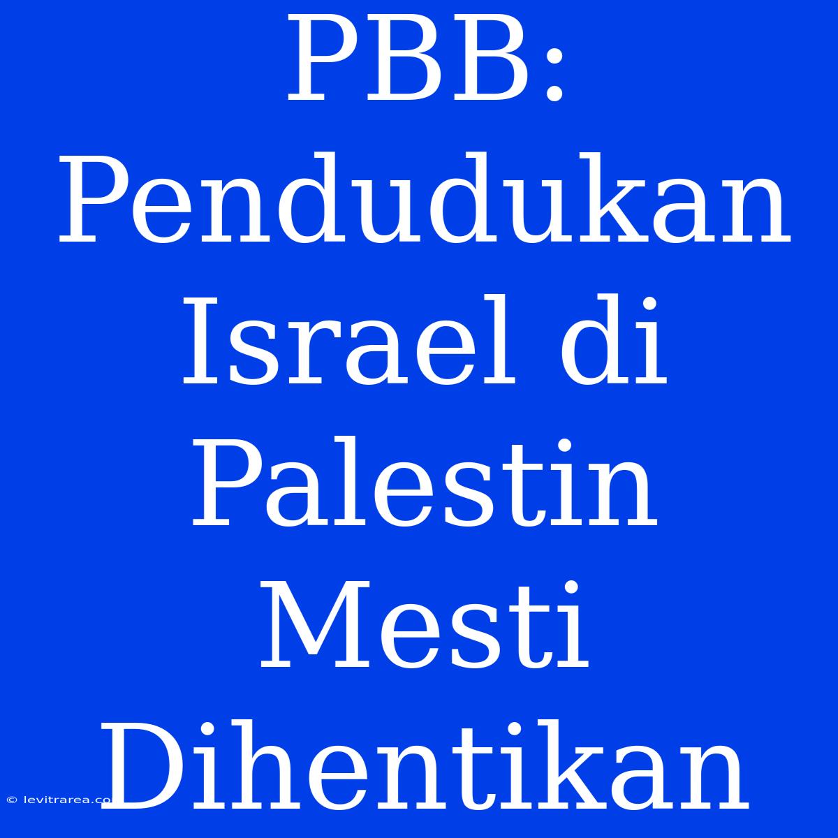 PBB: Pendudukan Israel Di Palestin Mesti Dihentikan