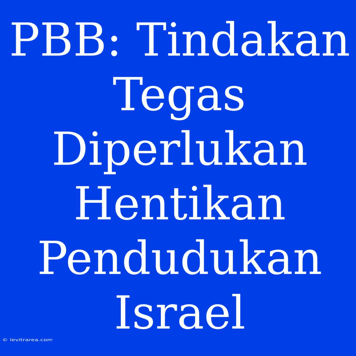 PBB: Tindakan Tegas Diperlukan Hentikan Pendudukan Israel