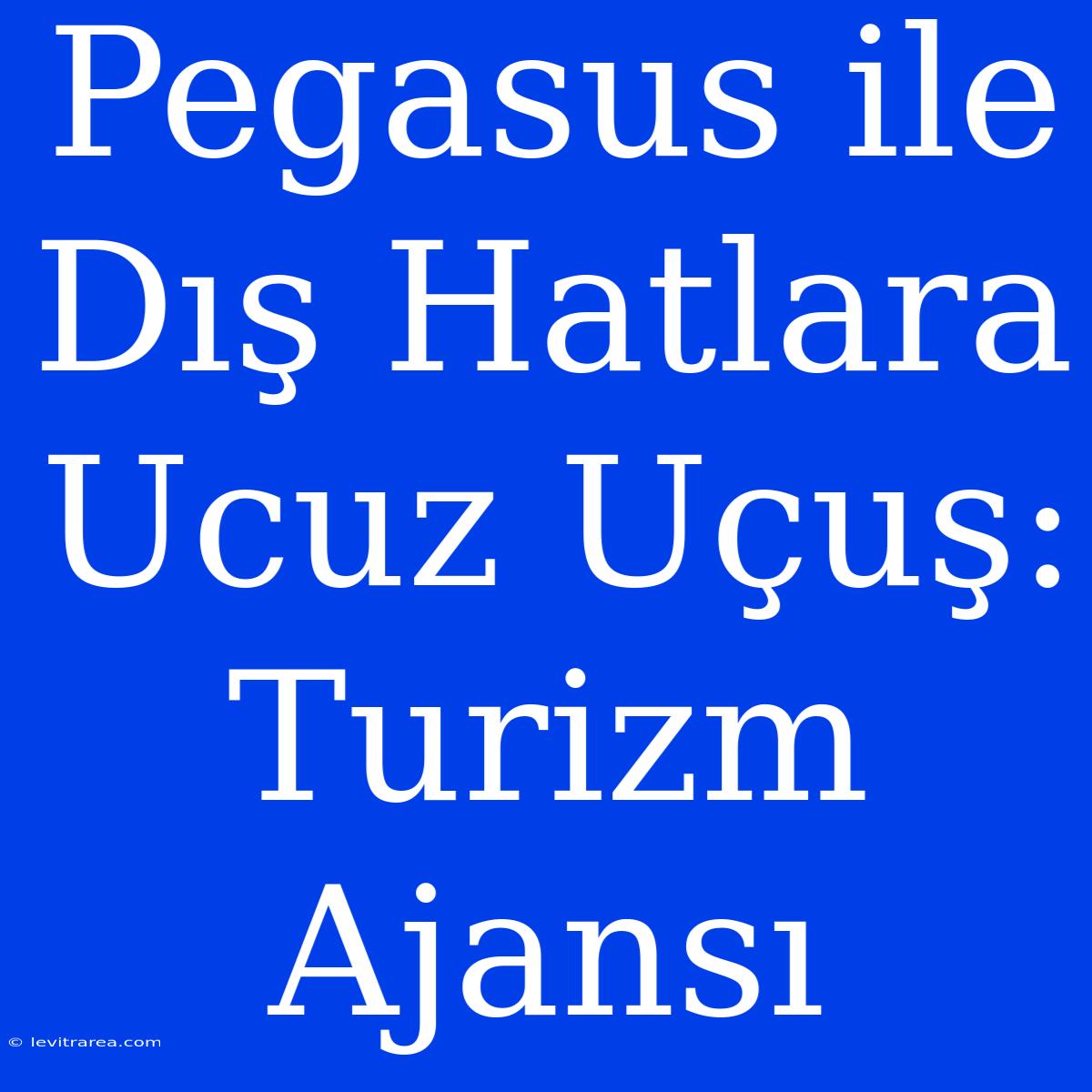 Pegasus Ile Dış Hatlara Ucuz Uçuş: Turizm Ajansı 